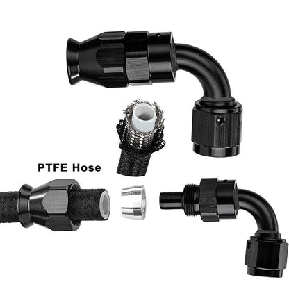 Solidspare 20FT 6AN 3/8" E85 PTFE LS Swap EFI Fuel Line Fitting Nylon Braided Fuel Kit