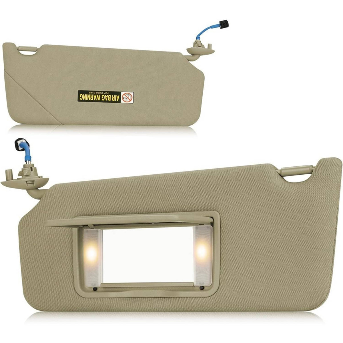 Solidspare Left Driver Side Sun Visor w/ Light & Mirror For 2008-2017 Honda Accord Beige