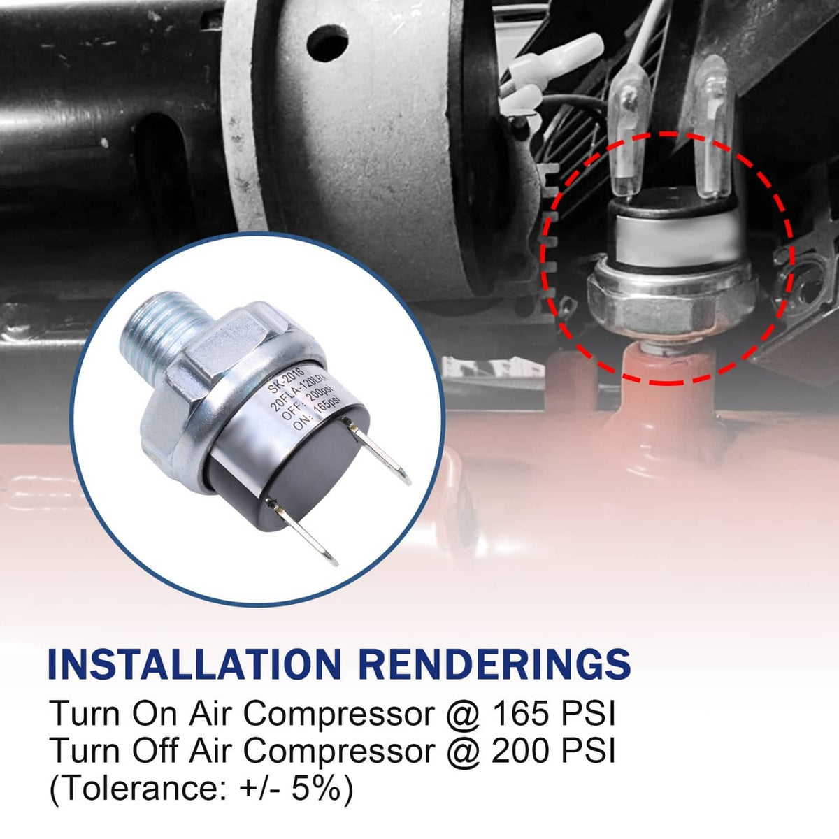 Solidspare Air Pressure Switch For 165-200psi Air Ride Suspension Air Compressor Tank NEW