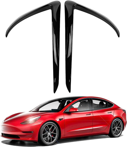 Solidspare Gloss Black Front Fog Light Eyebrow Cover Trim For Tesla Model 3 2017-2023 U8