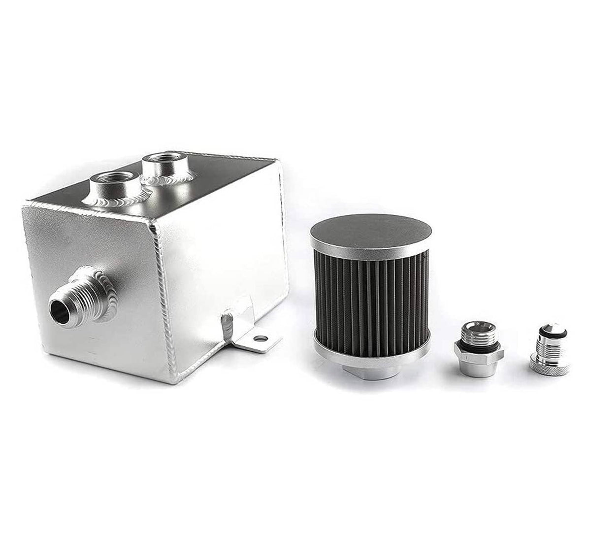 Solidspare Universal 2L Oil Catch Can Tank 2 Port AN10 W/ Breather Filter Drain Tap Baffled