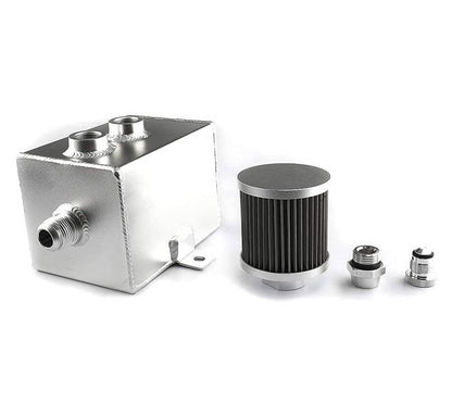 Solidspare Universal 2L Oil Catch Can Tank 2 Port AN10 W/ Breather Filter Drain Tap Baffled