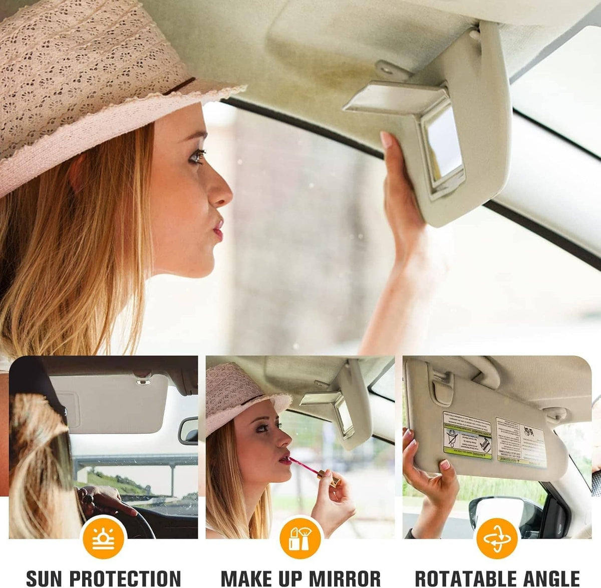 Solidspare New Beige Sun Visor w/Mirror Right & Left Side For 2011-2015 Hyundai Elantra