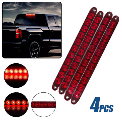 Solidspare 4X 16" 11 LED Red Truck Trailer Light Bar Stop Turn Tail Brake Light Strip Kit