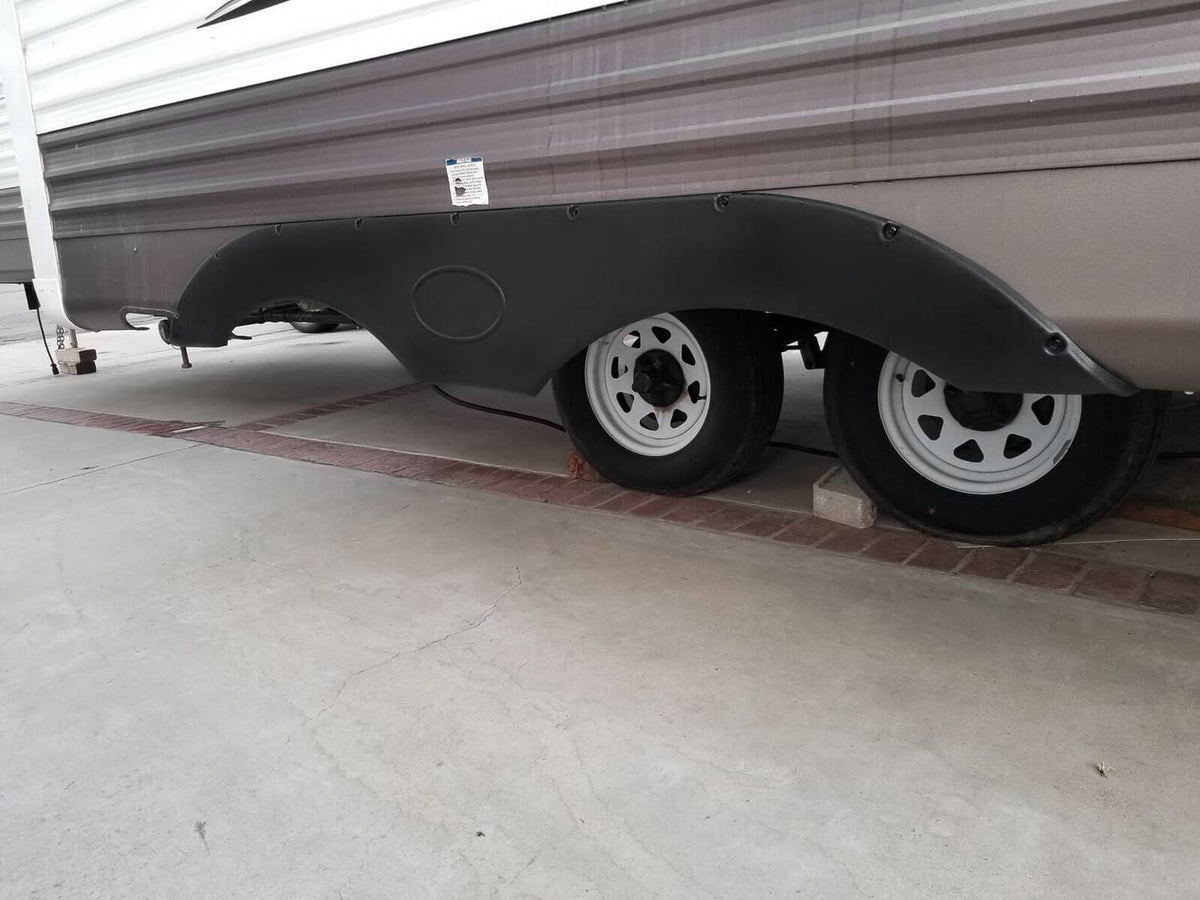Solidspare 2Pcs Tandem Pair Black Trailer Fender Skirt For RVs Campers And Trailers Set