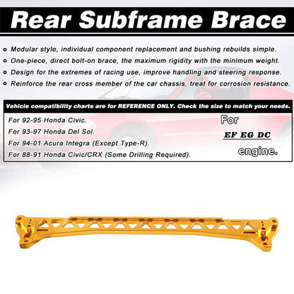 Solidspare Rear Lower Control Arm Subframe Brace Tie Bar for 1992-1995 Honda Civic EG 88-95