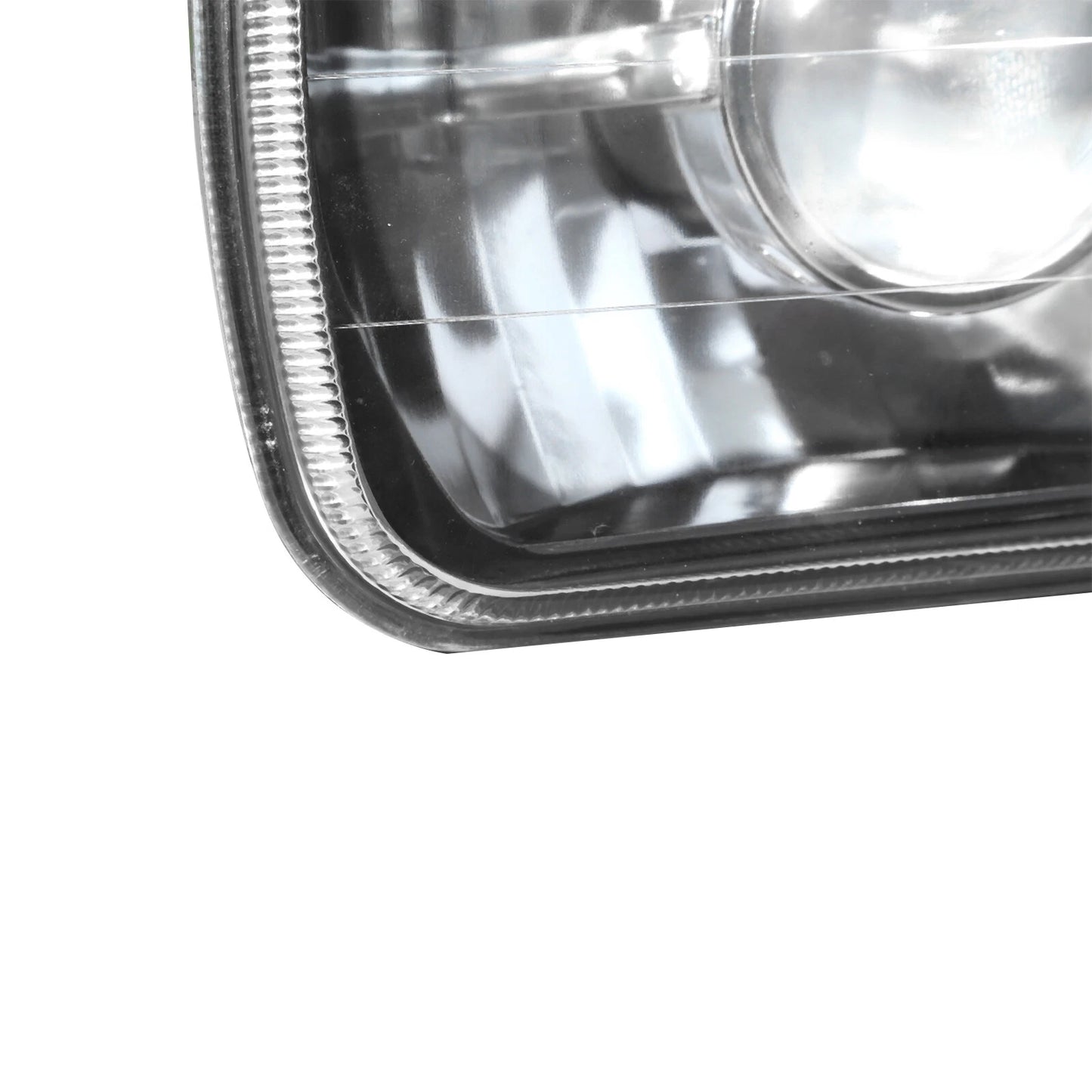 Pair 7" 7x6 inch Square Glass Lens Diamond Cut Headlights Lamp