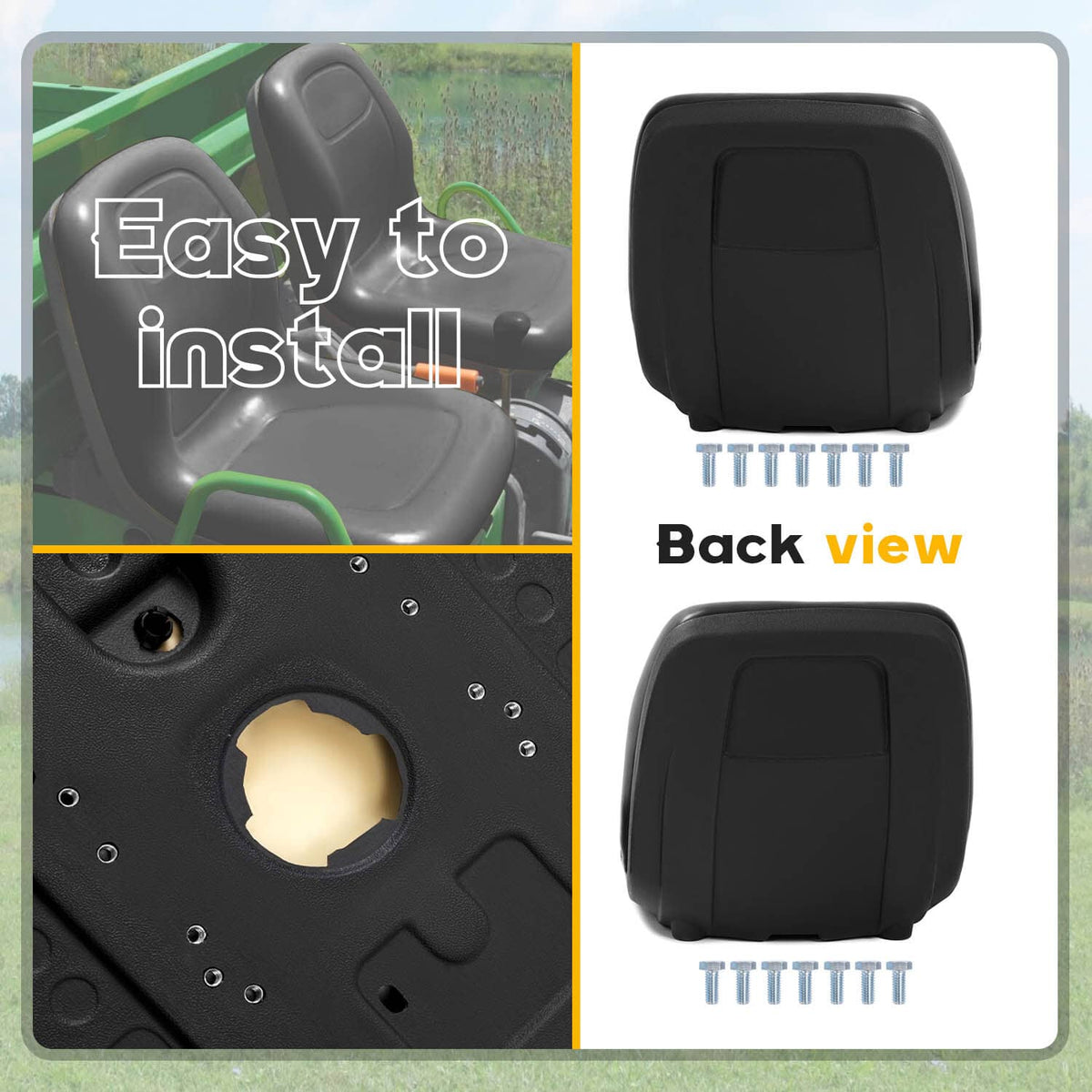 Solidspare 1PC Black Seat For John Deere Gator 4X2 HPX 4X4 HPX and 4X4 Trail HPX Series
