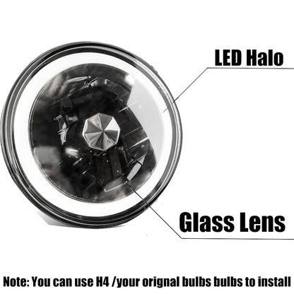 For 1950-1979 VW Beetle Pair 7" Inch Round LED Headlights Halo Cold White LH RH