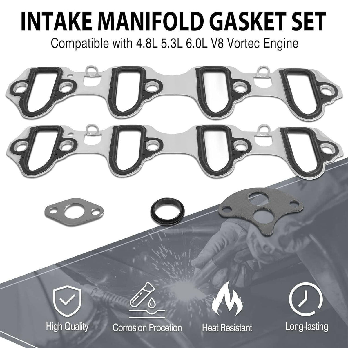 Solidspare For Fel-Pro Intake Manifold Gasket Set For Chevy LS 5.3L 4.8L 6.0L 6.2 Aluminum