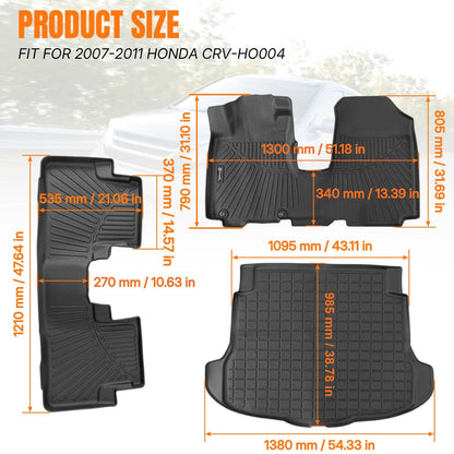 Solidspare For 2007-2011 Honda CR-V CRV TPE Front & Rear Floor Mats Trunk Cargo Liners Set