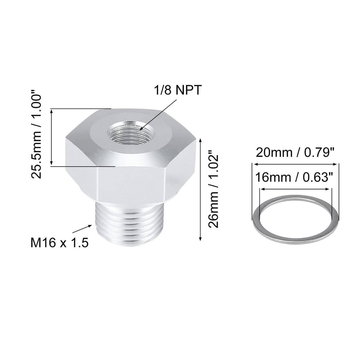 Solidspare Oil Pressure Sensor Adapter Male M16x1.5 to Female 1/8 NPT for GM LS Engine Swap