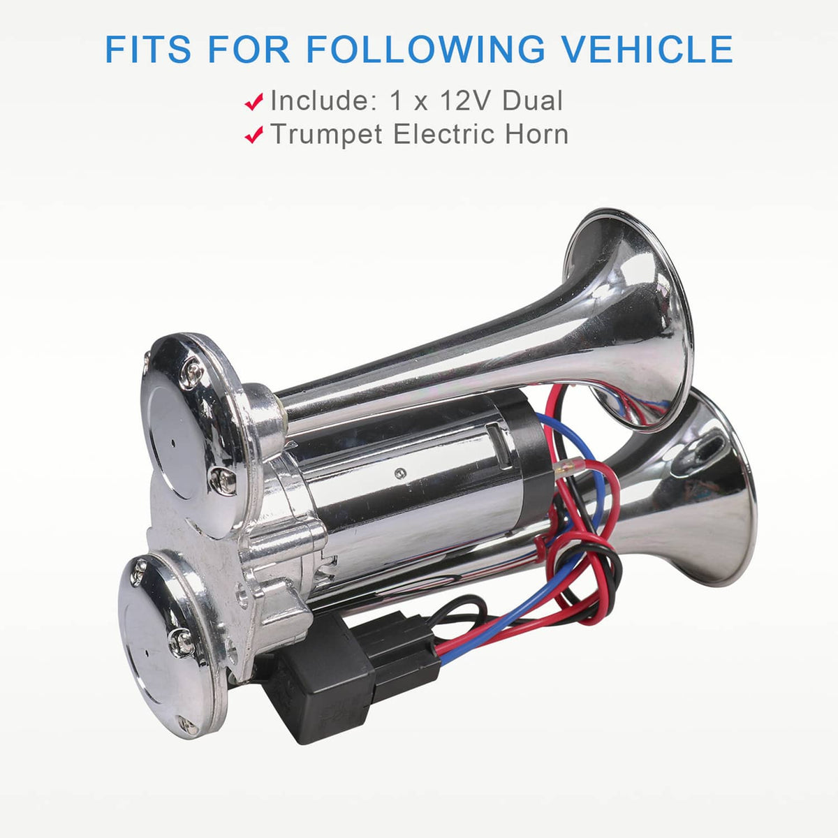 Solidspare Super Loud Car Electric Horn 600DB 12V Dual Trumpets Truck Boat Train Speaker