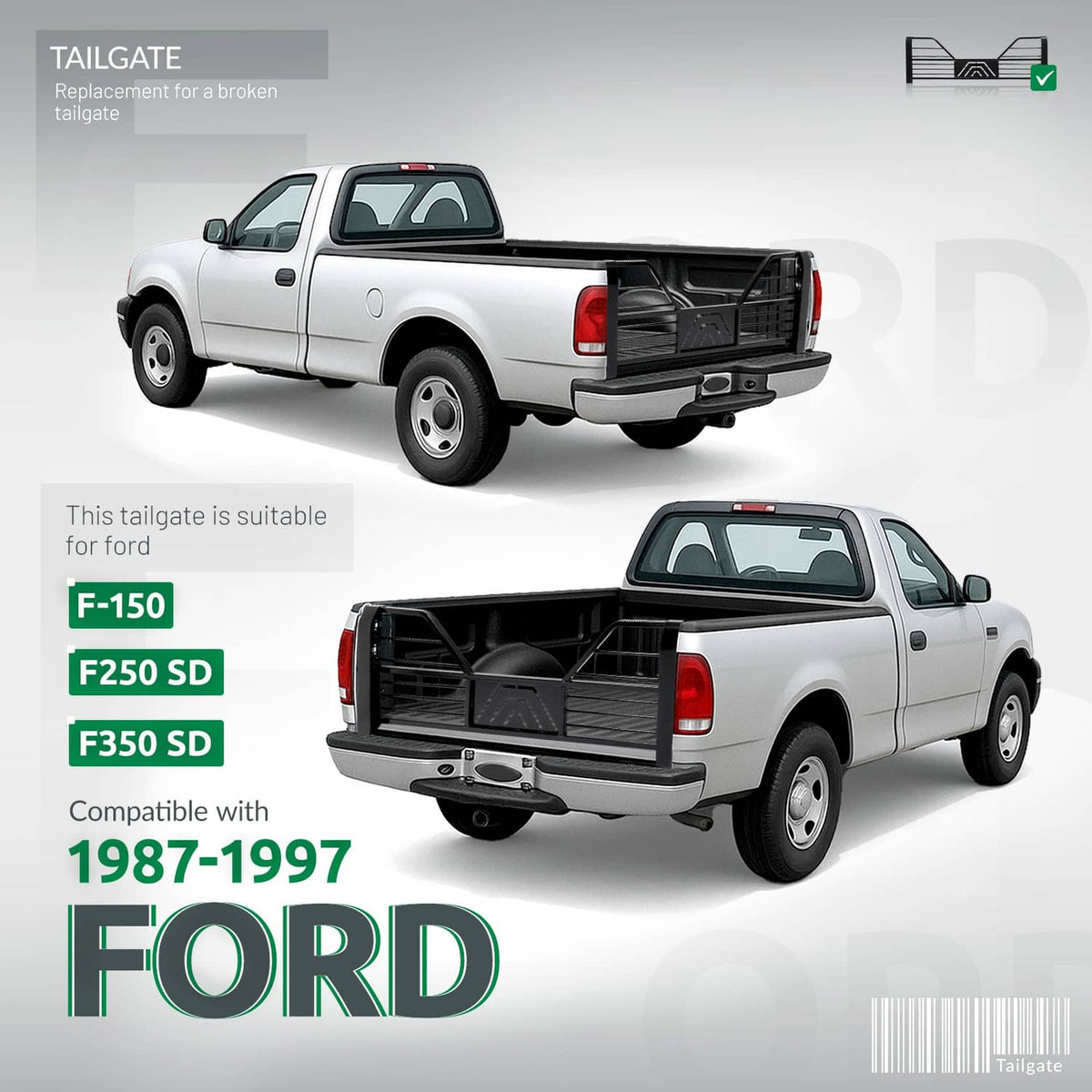 Solid Spare Fits Ford F-150/F250 SD/F350 SD 1987-1997 Rear Wheel Vented Tailgate Steel