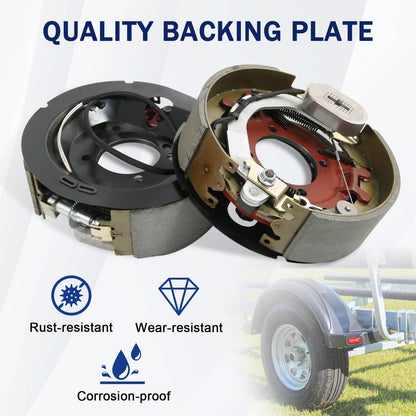 Solidspare Electric Trailer Backing Plate Brake 12-1/4 x 3-3/8 8000 Set for Dexter 8K Axle