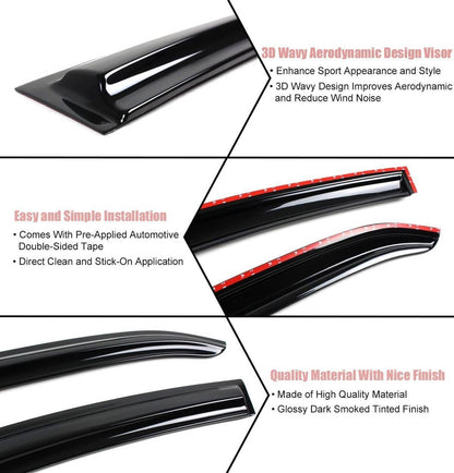 Solidspare Window Visor Rain Guard Vent For Honda Accord 2008-2012 Wavy Mugen Style Tinted