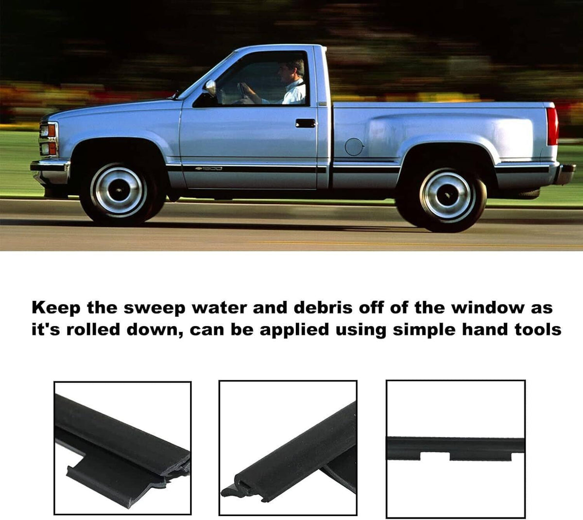 Solidspare 2Psc Outer Front Window Sweep Weatherstrip Seal Set for Chevy GMC Pickup Truck