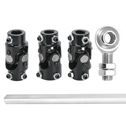Solidspare Black Steering Box U Joint 36" Steel Steering Shaft & 3/4" Support Bearing GM