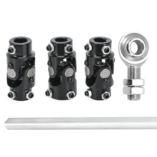 Solidspare Black Steering Box U Joint 36" Steel Steering Shaft & 3/4" Support Bearing GM