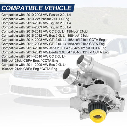 Solidspare Aluminum Water Pump Fit For 2008-2016 Audi A3 A4 A5 VW CC TT Tiguan 2.0T NEW