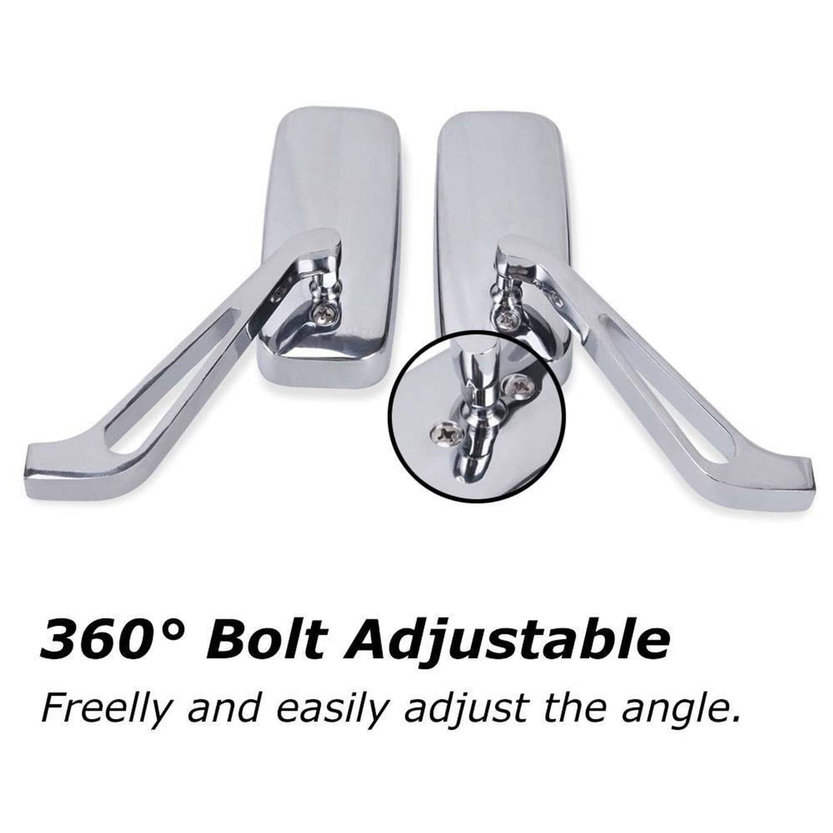 Solidspare Motorcycle Rearview Side Mirror Chrome for Harley Honda Kawasaki Suzuki Yamaha