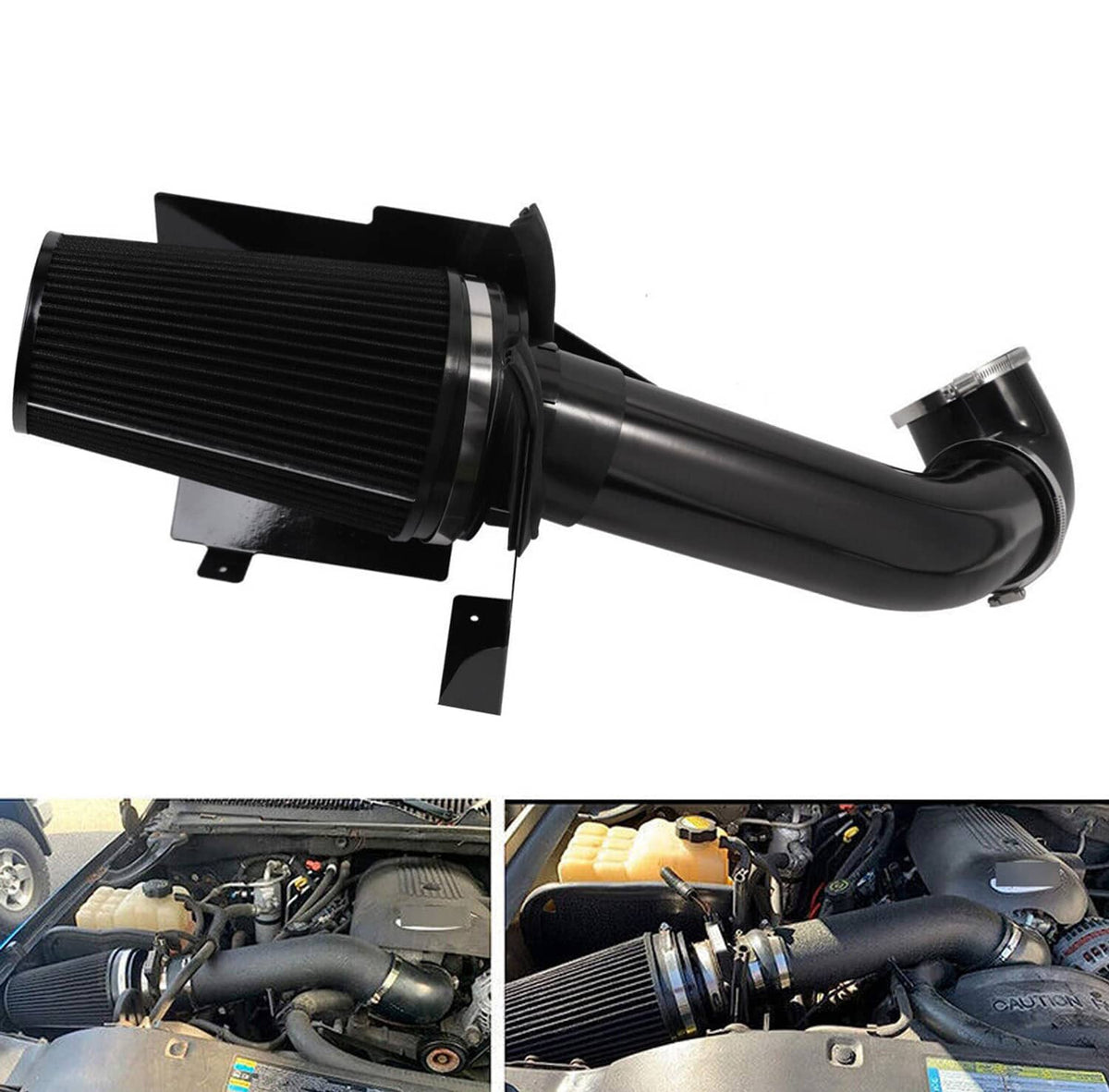 Solidspare 4" Inch Cold Air Intake Kit & Heat Shield for 1999-2006 GMC/Chevy V8 4.8L/5.3L