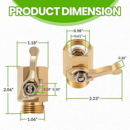 Solidspare 12353 Heavy-Duty Brass Shut-Off Valve 3/4” Hose Thread Full Flow 1/2” Opening