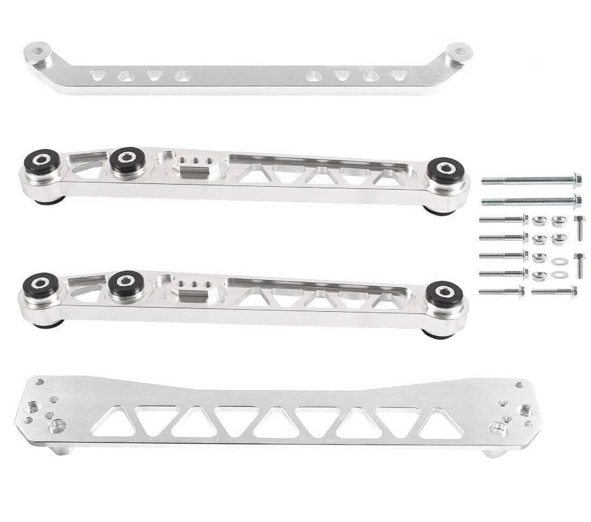 Solidspare Rear Lower Control Arms Subframe Brace Tie Bar for Honda Civic EK 96-00 Silver