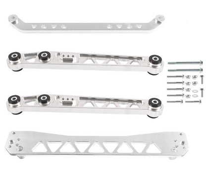 Solidspare Rear Lower Control Arms Subframe Brace Tie Bar for Honda Civic EK 96-00 Silver