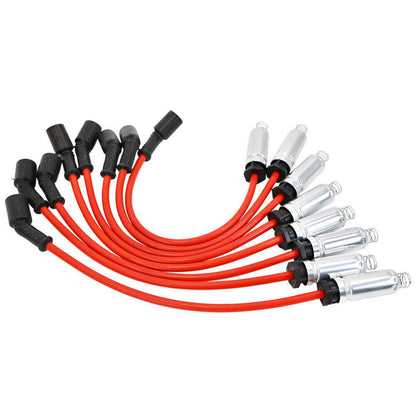 Solidspare 8 Set UF414 Round Ignition Coil + Spark Plugs w/ Wire For Chevy Silverado Tahoe