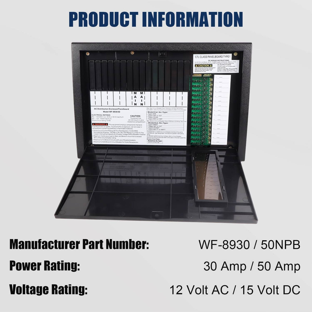Solidspare WF-8930/50NPB 8930/ 50 Generator & Component 30/50 Amp AC Distribution Center