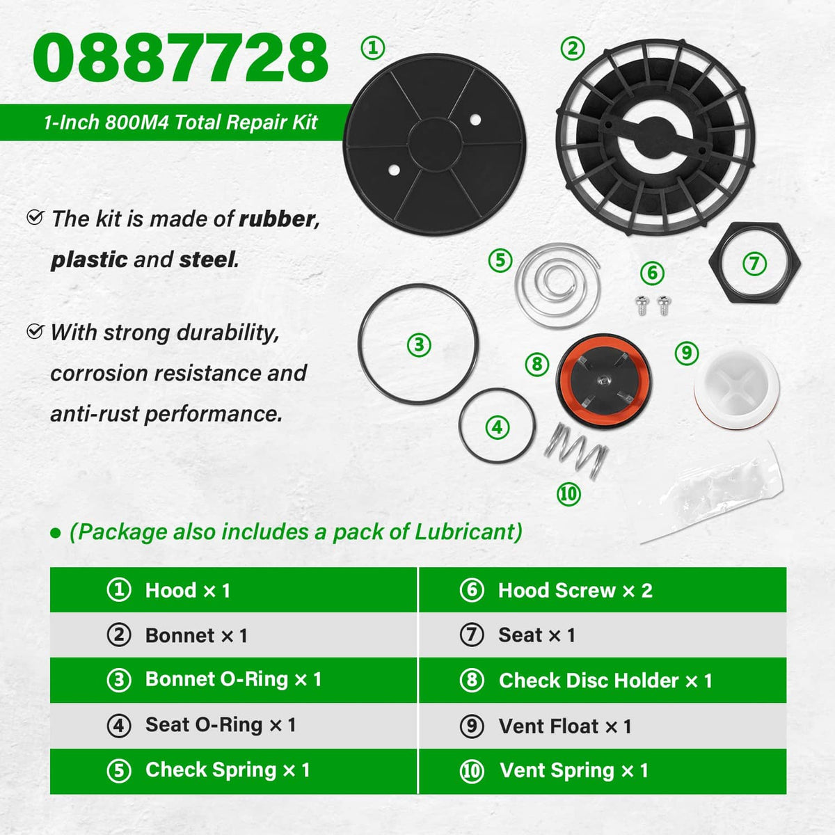 Solidspare 0887728 Repair Kit Replace for Watts 1" 800M4 Total Repair Kit for 1" 800M4 & FR