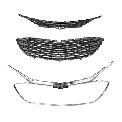 For 2019-2023 Chevrolet Malibu Front Bumper Upper Lower Grille Black Chrome 3PCS