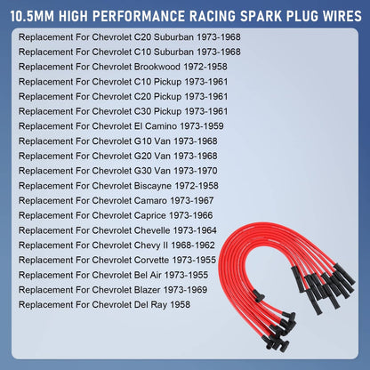 Solidspare HEI Spark Plug Wires Set 90 to Straight For Chevy SBC BBC 350 383 400 454 V8