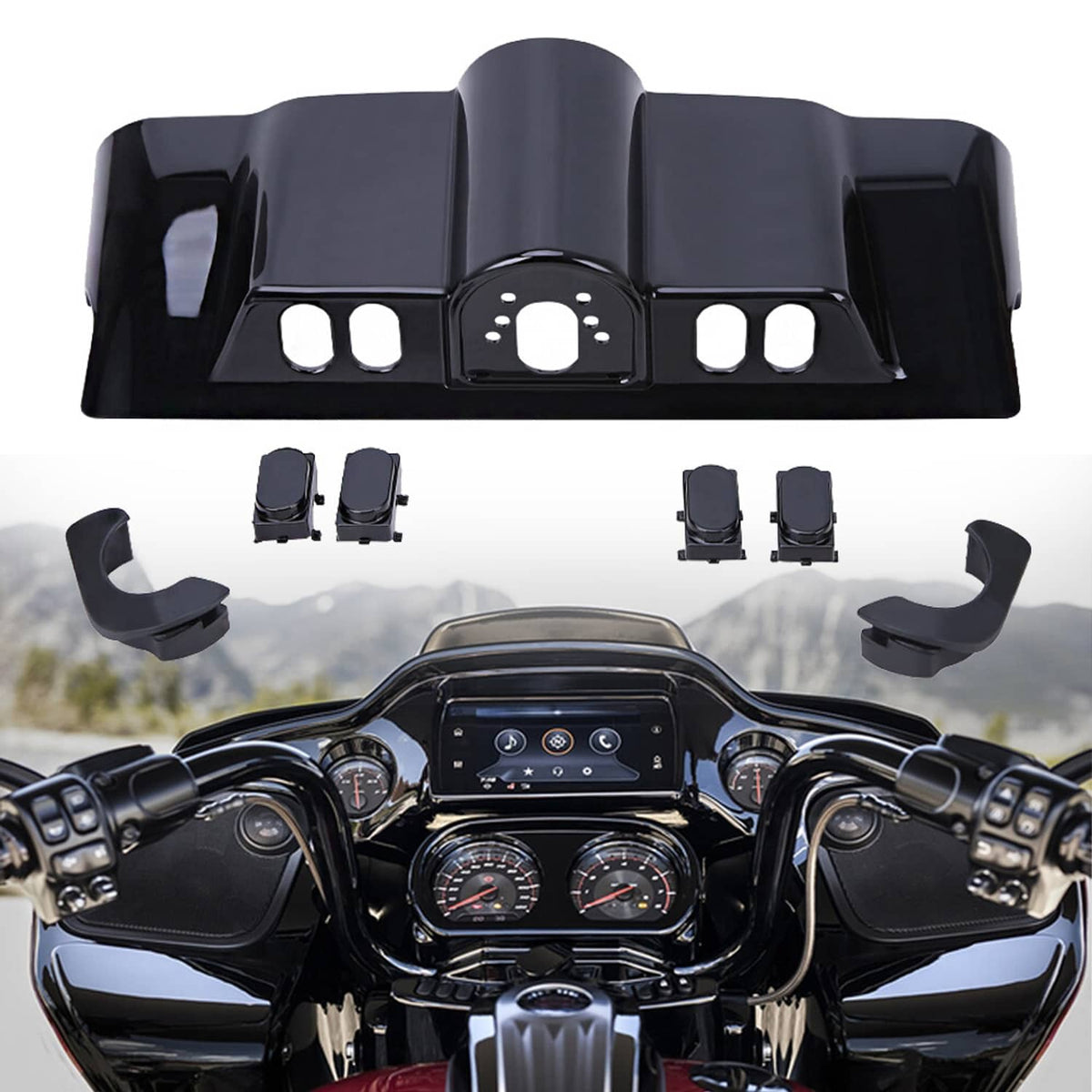 Solidspare Gloss Black Inner Fairing Switch Cap Kit for Harley Street Electra Glide 1996-13