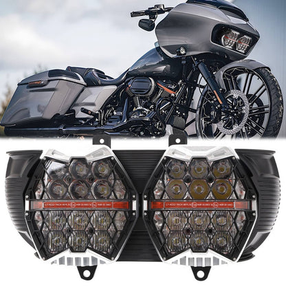 Solidspare Dual LED Headlight with DRL & Hi/Lo Beam For 2015-2024 Harley Road Glide FLTRX