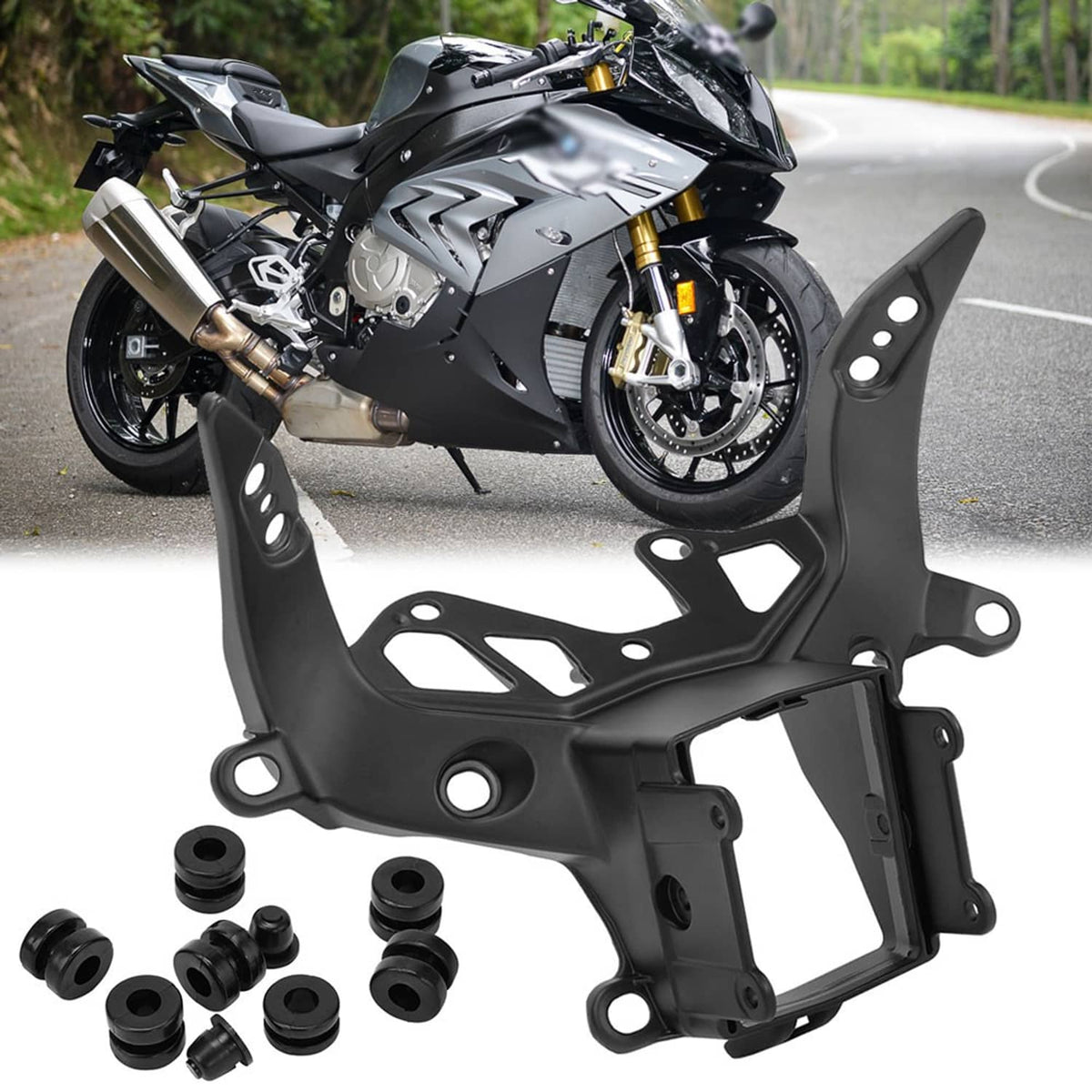 Solidspare Front Upper Headlight Fairing Stay Bracket Black Fit For BMW S1000RR 2009-2018