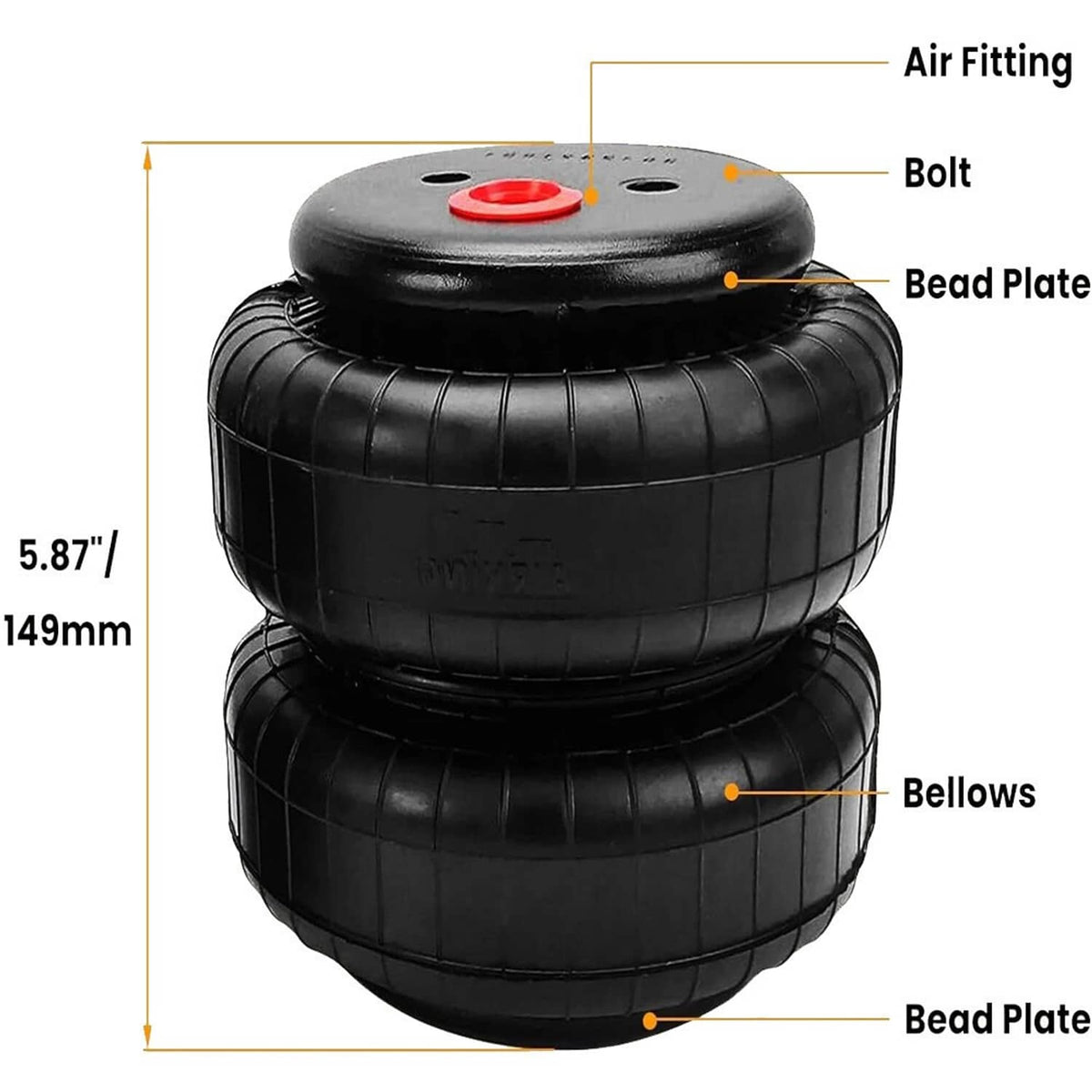 Solidspare 2Pcs Standard 2500 lb Air Ride Suspension Bags 1/2"npt Single Port Heavy Duty