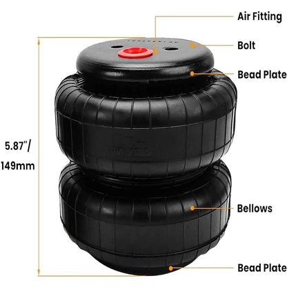 Solidspare 2Pcs Standard 2500 lb Air Ride Suspension Bags 1/2"npt Single Port Heavy Duty