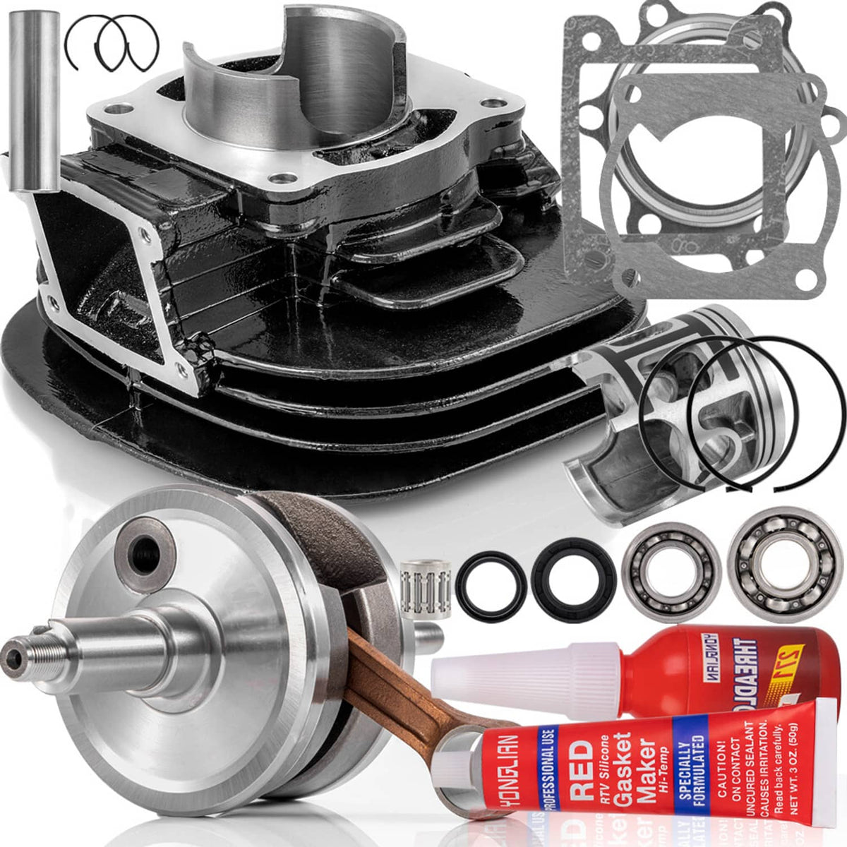 Solidspare Cylinder Piston Crank Motor Rebuild Gasket Kit for Yamaha Blaster 200 1988-06