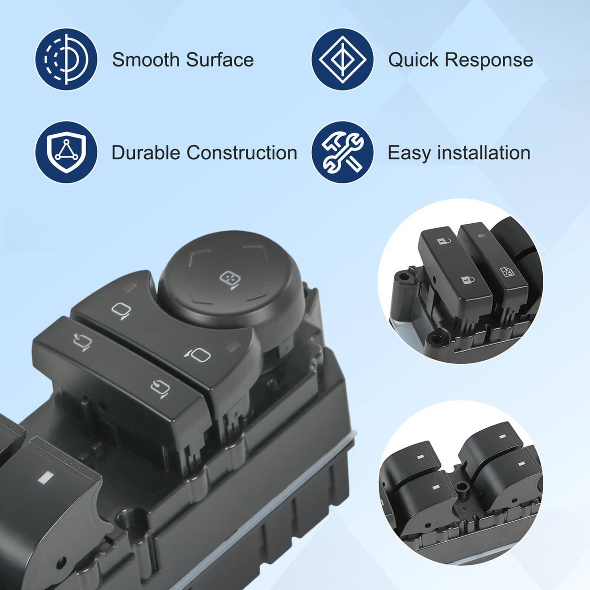 Solidspare Left Driver Door Window Switch Panel Control For 2007-14 Chevrolet GMC Cadillac
