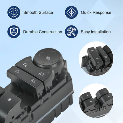 Solidspare Left Driver Door Window Switch Panel Control For 2007-14 Chevrolet GMC Cadillac