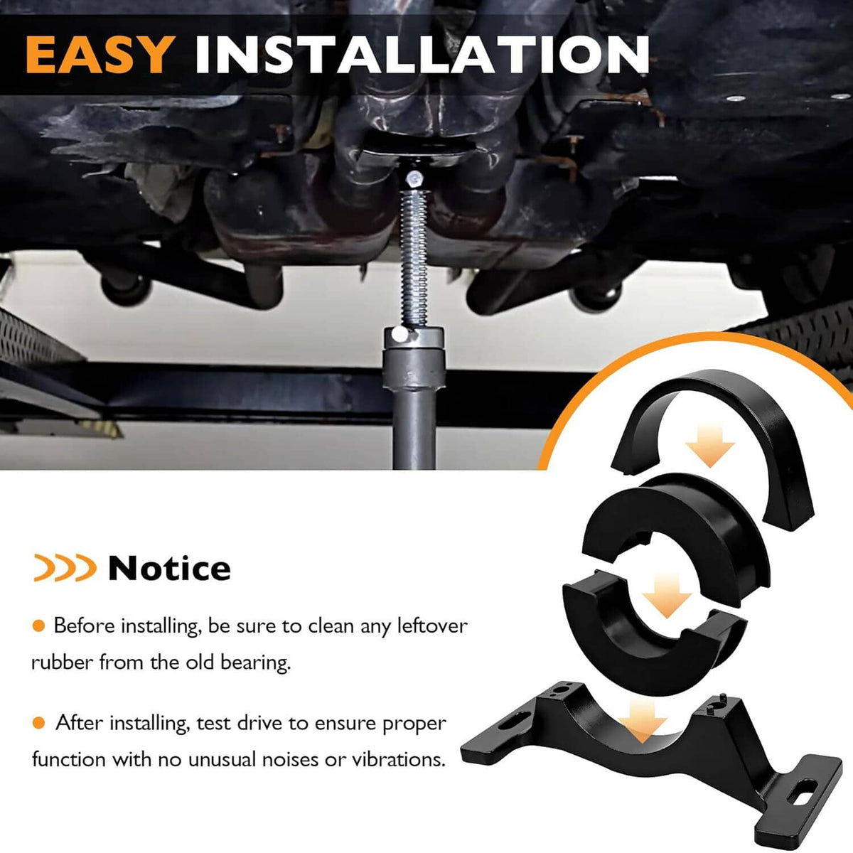 Solidspare Center Bearing Support Solution for Dodge Charger Challenger Scat Pack Black