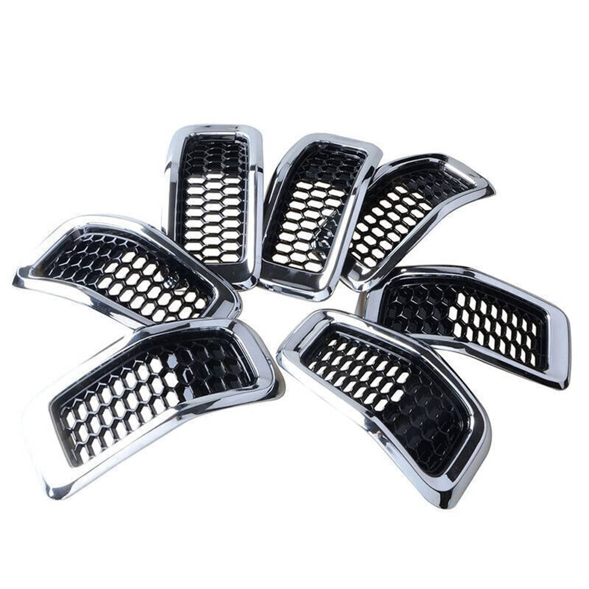 Solidspare 7x Chrome Front Bumper Grille Insert Honeycomb Mesh For 2014-2018 Jeep Cherokee