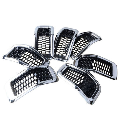 Solidspare 7x Chrome Front Bumper Grille Insert Honeycomb Mesh For 2014-2018 Jeep Cherokee