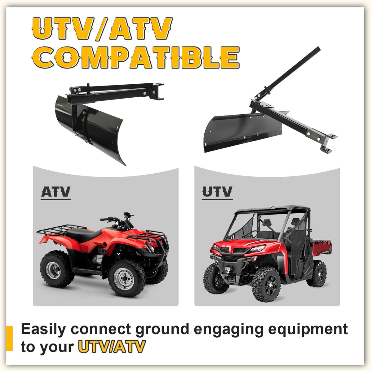 Solidspare For ATV UTV Tractor Adjustable 40'' Sleeve Hitch Tow Behind Rear Scrape Blade