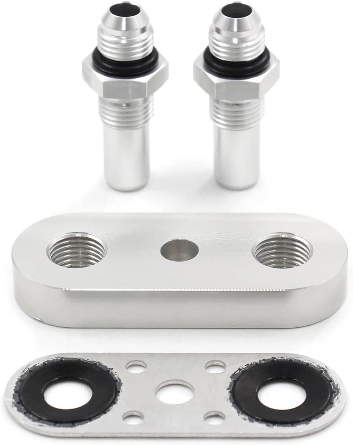 Solidspare Transmission Cooler Line Adapter Plate w/ 6AN Fittings Seal 6L80E 6L90E 8L90E
