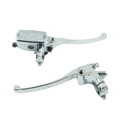 Solidspare Chrome 7/8" Motorcycle Handlebar Hydraulic Brake Master Cylinder Clutch Lever