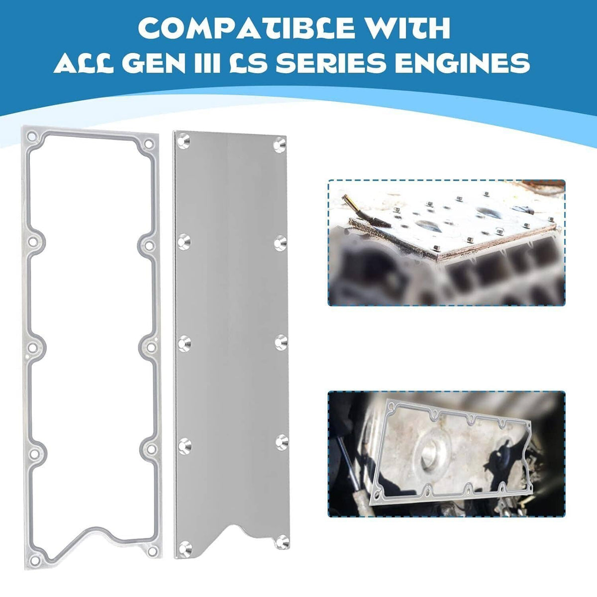 Solidspare Billet Knock Sensor Delete LSX LS1 For LS Gen 3 VALLEY PAN Cover & GASKET Plate