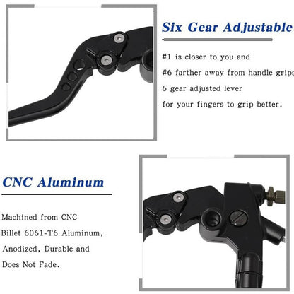 Solidspare Universal Motorcycle 7/8'' CNC Brake Clutch Master Cylinder Lever Set Reservoir
